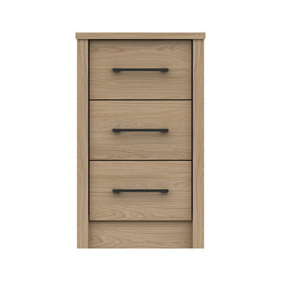 Ashbourne 3 Drawer Bedside Chest - Natural Oak On Express Delivery And Ready Assembled
