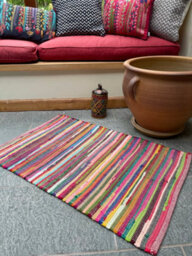 Second Nature Online Rainbow Rug Outdoor And Indoor Multicolour Flat Weave Style 90 Cm X 150 Cm - thumbnail 2
