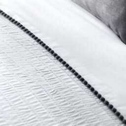 Serene Pom Pom Embellished Trim Grey Duvet Cover Set - thumbnail 2