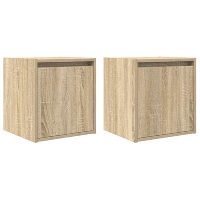 Berkfield Durable Wall-Mounted Bedside Cabinets 2 Pcs Sonoma Oak 38X34X40 Cm