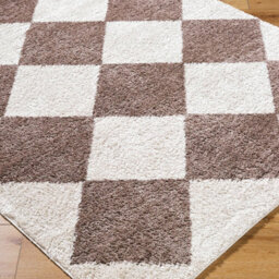 Livabliss Fossay Shaggy-Washable Beige Brown High Pile Diamond Living Bedroom Rug 120 X 170 Cm Easy Care, Non Shedding - thumbnail 6