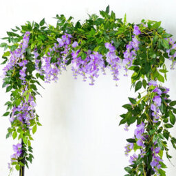 Living And Home 2 Pcs Purple Artificial Wisteria Fake Flowers Garland Hanging Ivy Vine For Wedding Decorations 2M