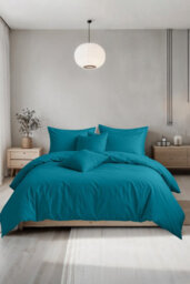 Plain Dyed Easy Care Polycotton Duvet Cover And Pillowcase/s Set Bed Linen Teal - thumbnail 1