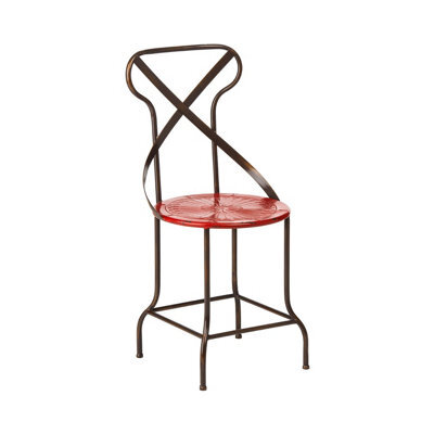 Orsina Red Metal Chair, Exquisite Metal Dining Chair, Relaxing Footrest Metal Dining Chair - image 1