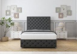 "Comfort Florida Graphite Tweed Divan Bed Base No Drawers - 26"" Strutted  & 12"" Footboard 4' Small Double" - thumbnail 1