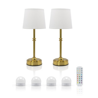 Auraglow Omniance Siena Rechargeable Wireless Table Lamp With Remote - 2 Lamps, 4 Light Sources, 1 Remote - image 1