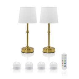 Auraglow Omniance Siena Rechargeable Wireless Table Lamp With Remote - 2 Lamps, 4 Light Sources, 1 Remote - thumbnail 1