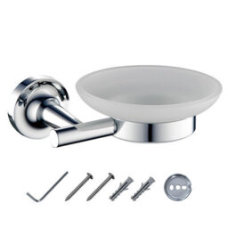 Jassferry Wall Mounted Soap Dishes Frosted Glass Soap Saver Storage Tray Holder - thumbnail 1