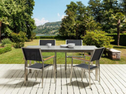 Beliani Garden Dining Set 4 Seater Cosoleto/grosseto Tempered Glass Granite Effect Black - thumbnail 2