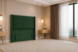 "Nexus Portofino Emerald Plush Divan Bed Base 2 Drawers Foot-End With 54"" Floor Standing Winged Headboard 4'6 Double" - thumbnail 8