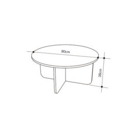 Decortie Hillary Modern Round 80Cm Coffee Table X-Base Curved Slab Legs Oak, Sandstone Living Room Office - thumbnail 2