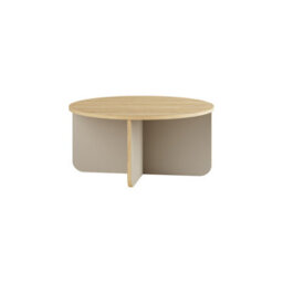 Decortie Hillary Modern Round 80Cm Coffee Table X-Base Curved Slab Legs Oak, Sandstone Living Room Office - thumbnail 3