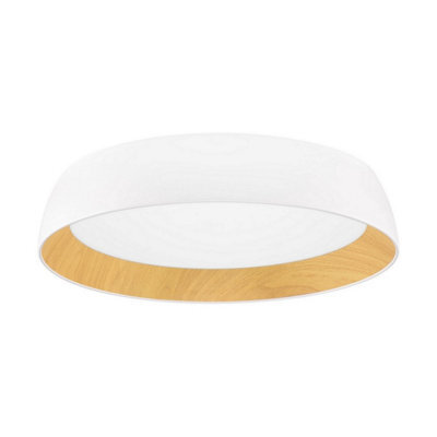 Luminosa Lighting Luminosa Sigi 60Cm Flush Ceiling Light Sandy White, Wood Triac Dimmable Led 50W 4201Lm 3000K - image 1