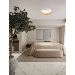Luminosa Lighting Luminosa Sigi 60Cm Flush Ceiling Light Sandy White, Wood Triac Dimmable Led 50W 4201Lm 3000K - thumbnail 2