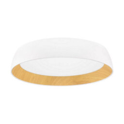Luminosa Lighting Luminosa Sigi 60Cm Flush Ceiling Light Sandy White, Wood Triac Dimmable Led 50W 4201Lm 3000K - thumbnail 1
