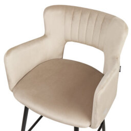 Beliani Set Of 2 Bar Chairs Sanilac Velvet Taupe - thumbnail 7