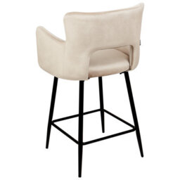 Beliani Set Of 2 Bar Chairs Sanilac Velvet Taupe - thumbnail 6