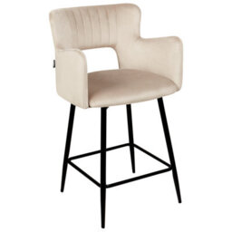 Beliani Set Of 2 Bar Chairs Sanilac Velvet Taupe - thumbnail 5