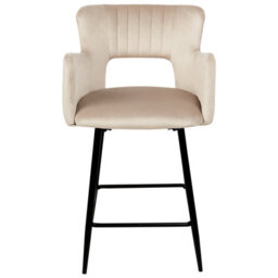 Beliani Set Of 2 Bar Chairs Sanilac Velvet Taupe - thumbnail 4