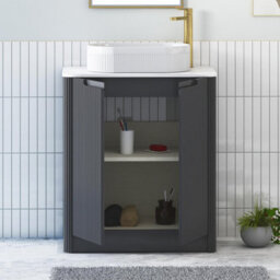 Royal Bathrooms Avenza 700mm Matt Obsidian Black Floor Standing Bathroom Vanity Unit 2 Door With Lyon Basin - thumbnail 5