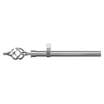 GoodHome Olympe Grey Chrome Effect Extendable Swirl Single Curtain Pole Set Set, (L)2000mm-3300mm (Dia)28mm - image 1