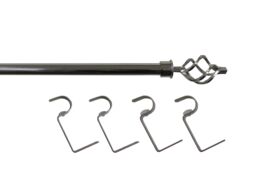 GoodHome Olympe Grey Chrome Effect Extendable Swirl Single Curtain Pole Set Set, (L)2000mm-3300mm (Dia)28mm - thumbnail 4