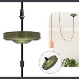 Green Brass Metal Ceiling Rose Light Fitting 108mm Round Canopy Plate With Accessories For Pendant Lights And Hanging Lamp - thumbnail 3