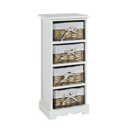 Home Source Lichfield Fully Assembled 4 Wicker Basket Drawer Chest Storage Unit White - thumbnail 6