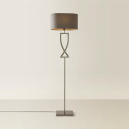 Valuelights Katniss Large Silver Chrome Metal Floor Lamp With A Grey Fabric Oval Lampshade - thumbnail 6