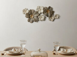 Beliani Wall Decor Flower Lanthanum Metal 52 Cm Beige - thumbnail 2