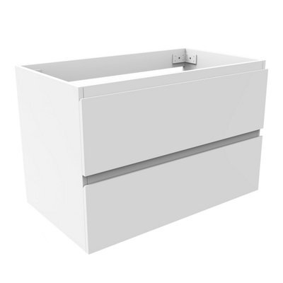 AVER-GROWTH Wall-Mounted Bathroom Vanity Unit Matt White Flat Pack Bathroom Cabinets Only 790(W)X445X(D)X520(H)mm With 2 Drawers - image 1