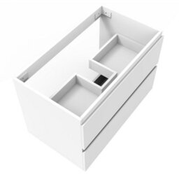 AVER-GROWTH Wall-Mounted Bathroom Vanity Unit Matt White Flat Pack Bathroom Cabinets Only 790(W)X445X(D)X520(H)mm With 2 Drawers - thumbnail 3