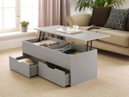 Home Source Bruges 2 Drawer Lift Up Coffee Table Grey