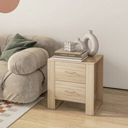 Homcom 2 Drawer Boxy Bedside Table W/ Handles Elevated Base Brown Set Of 2 - thumbnail 7
