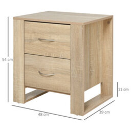 Homcom 2 Drawer Boxy Bedside Table W/ Handles Elevated Base Brown Set Of 2 - thumbnail 3