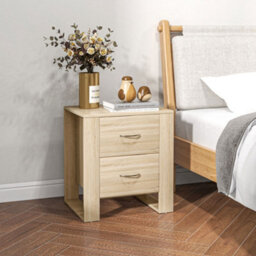 Homcom 2 Drawer Boxy Bedside Table W/ Handles Elevated Base Brown Set Of 2 - thumbnail 6