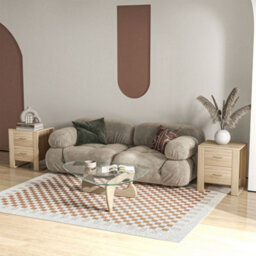 Homcom 2 Drawer Boxy Bedside Table W/ Handles Elevated Base Brown Set Of 2 - thumbnail 2