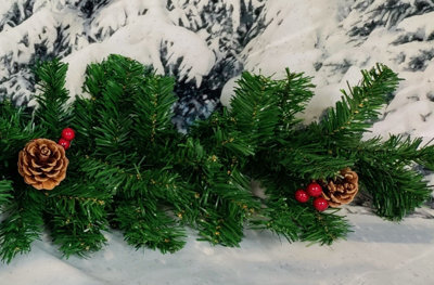 Premier Decorations Limited Artificial Christmas Garland Red Berry & Pine Cones Green Garland 2.7M - image 1