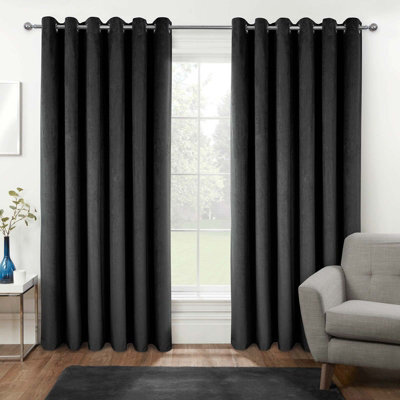 "Homescapes Thermal 100% Blackout Grey Velvet Curtains, 117 X 137 Cm (46"" X 54"")" - image 1