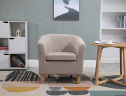 Westwood Linen Fabric Sofa Seat Armchair Office Reception Tub Chair Living Room Cream - thumbnail 2