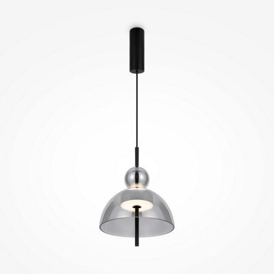 Luminosa Lighting Luminosa Bangkok I Modern 25Cm Dome Pendant Ceiling Light Black 3000K 1300Lm Smoky Shade - image 1