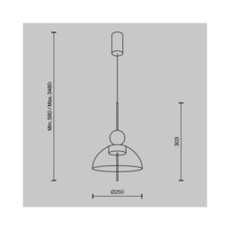 Luminosa Lighting Luminosa Bangkok I Modern 25Cm Dome Pendant Ceiling Light Black 3000K 1300Lm Smoky Shade - thumbnail 2