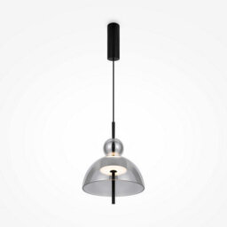 Luminosa Lighting Luminosa Bangkok I Modern 25Cm Dome Pendant Ceiling Light Black 3000K 1300Lm Smoky Shade - thumbnail 1