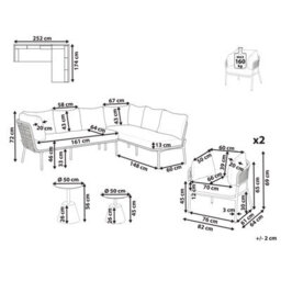 Beliani Garden Sofa Set 7 Seater Robella With Tables Beige - thumbnail 3
