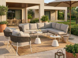 Beliani Garden Sofa Set 7 Seater Robella With Tables Beige - thumbnail 2