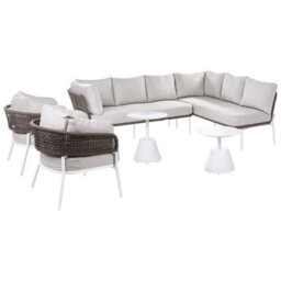 Beliani Garden Sofa Set 7 Seater Robella With Tables Beige - thumbnail 4