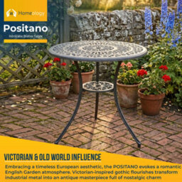 Homeology Positano Grey Garden And Patio Cast Aluminium Bistro Table - thumbnail 2