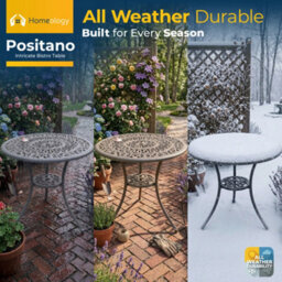 Homeology Positano Grey Garden And Patio Cast Aluminium Bistro Table - thumbnail 5