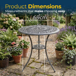 Homeology Positano Grey Garden And Patio Cast Aluminium Bistro Table - thumbnail 9