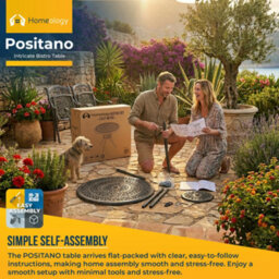 Homeology Positano Grey Garden And Patio Cast Aluminium Bistro Table - thumbnail 8